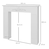 HOMCOM Manteau de cheminée encadrement cadre décoratif pour cheminée électrique 101 x 19 x 100 cm bois blanc(m-3)