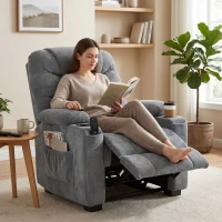 HOMCOM Elektrischer Relaxsessel mit Massage & Wärme, leisem Motor und Memory-Funktion, Dunkelgrau(m-4)