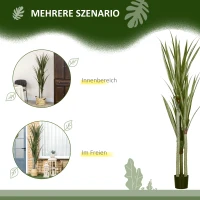 HOMCOM Künstliche Yucca groß 190cm Kunstpflanze, Plastik Künstliche Pflanze im Topf, 17 x 17 x 190 cm Smaragdgrün(m-5)