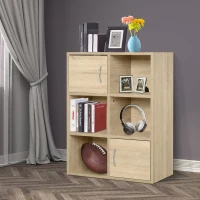 HOMCOM Librería Estantería de 6 Cubos Estantería de Madera para Almacenaje Exposición 3 Niveles para Salón Pared Biblioteca 61.5x29.5x80cm(m-6)