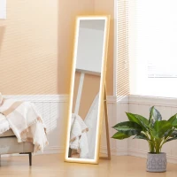 HOMCOM Full Length Mirror, with Adjustable Outer Light, Oak(m-10)