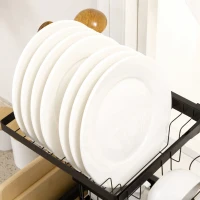 HOMCOM Égouttoir à vaisselle au-dessus de l'évier, séchoir à vaisselle 2 niveaux, modulables en acier 81,5 x 31,5 x 53,5cm noir(m-8)
