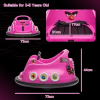 AIYAPLAY Angry Bird Licensed Waltzer Car, 12V Kids Bumper Car w/ Joysticks, Remote, Music LED Lights, Pink(m-3)