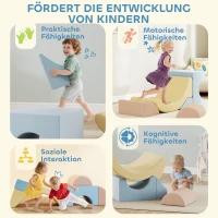 AIYAPLAY 5-delige Set Schuim Klimblokken, Cordstof, Lichtgewicht, Voor Bouwen, Kruipen, Klimmen, Kleurrijk(m-5)