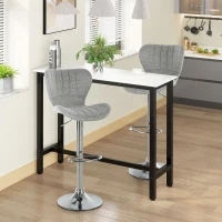 HOMCOM Set 2 Sgabelli da Bar Girevoli con Altezza Regolabile, Poggiapiedi e Schienale in Tessuto, Grigio(m-10)
