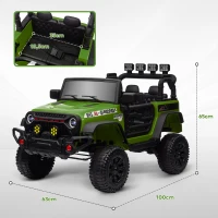 AIYAPLAY Coche Eléctrico para Niños de +3 Años con Batería 12V Mando a Distancia Faros LED Bocina Música Verde(m-3)