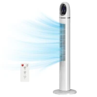 HOMCOM Ventilador de Torre con Control Remoto 3 Velocidades 3 Modos Temporizador 24H Oscilación 70° Pantalla LED Blanco(m-11)