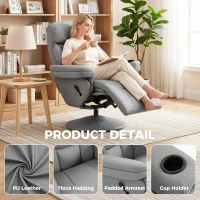 HOMCOM Upholstered Reclining Armchair, Manual Recliner Chair with Footrest and Adjustable Backrest, Grey(m-5)