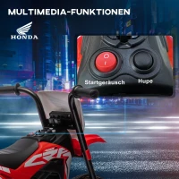 HOMCOM Elektrische Honda Kindermotor, 3 km/u, Geluidseffecten, voor 18-36 Maanden, Rood(m-5)