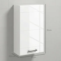 kleankin Mobiletto Bagno in MDF a Muro con 3 Ripiani e Ripiano Superiore Regolabile, 37x22.5x70 cm, Bianco(m-3)