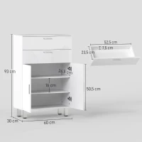 kleankin Mueble Auxiliar Baño Moderno con 2 Cajones Armario y Estantes Ajustables Antivuelco Carga 35 kg 60x30x93 cm Blanco(m-4)