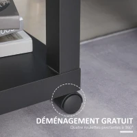 HOMCOM Table d'appoint roulante, table basse moderne avec étagère ouverte, 40 x 40 x 40 cm, bois naturel & noir(m-5)