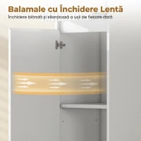 HOMCOM Dulap de Baie Înalt, Dulap Independent cu Raft Reglabil, Alb(m-6)