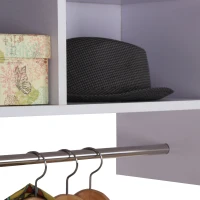 HOMCOM Wall Mounted Coat Hanger Hooks Rack Stand Hallway Coat Rack Rail & Storage Shelf Hanging Coat Organizer (White)(m-7)