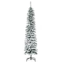 HOMCOM Árbol de Navidad Estrecho Nevado 180 cm con 395 Ramas y Soporte de Metal Plegable para Salón Interior Verde