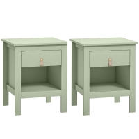 HOMCOM Lot de 2 tables de chevet avec tiroir et compartiment ouvert, 45 x 40 x 55 cm, vert