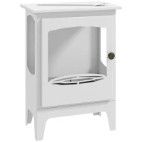 HOMCOM Freestanding Ethanol Fireplace, Steel Bioethanol Fireplace with Stainless Steel Flame Snuffer, 0.9L Tank, 3 Hours Burning Time for Indoor, White(m-1)