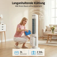 HOMCOM 3-in-1 Turm-Luftkühler mit 3-Liter-Wassertank, 3 Geschwindigkeiten und 3 Modi, Weiß(m-5)