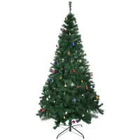 HOMCOM Árbol de Navidad Artificial 210 cm con 1036 Ramas Adornos Piñas Decoración Navideña para Interiores Verde(m-11)