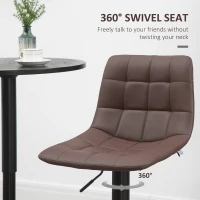 HOMCOM Adjustable Bar Stools Set of 2, Swivel PU Leather Upholstered Barstools with Tufted Seat and Back, Breakfast Bar Chairs for Kitchen Counter, Brown(m-4)