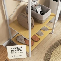 HOMCOM Cuier Mobil 2 în 1 cu Raft pe 2 Niveluri, din Oțel și PAL, 60x40x167.5 cm(m-9)