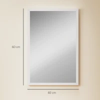 HOMCOM Wall Bathroom Mirror, 60 x 40 cm Wall-Mounted Mirror for Living Room, Bedroom, Hallway, White(m-3)