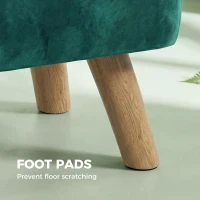 HOMCOM Velvet Square Padded Footstool - Dark Green(m-6)