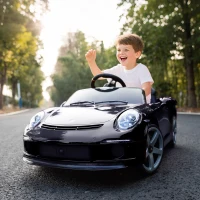AIYAPLAY Elektrisches Aufsitzauto für Kinder, fernsteuerbar, Musik, Hupe, USB, Sicherheitsgurt, für 3-5 Jahre, Schwarz(m-2)