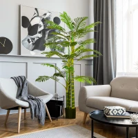 HOMCOM Palmera Areca Artificial 190cm Árbol Artificial con 30 Hojas Decoración de Interior y Exterior Ø19,5x190 cm Verde(m-10)