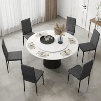 HOMCOM Set 6 Sedie Imbottite per Soggiorno o Sala da Pranzo, Sedie da Cucina Moderne, in Acciaio e Tessuto Grigio(m-7)