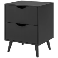 HOMCOM Table de chevet table de nuit avec 2 tiroirs, style scandinave pour chambre à coucher, salon, 40 x 35 x 50,5 cm, Noir(m-12)