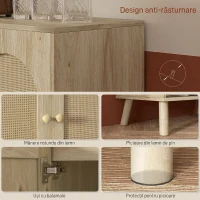 HOMCOM Dulap Multifuncțional în Stil Boho cu Uși din Ratan și Raft Deschis, 80x38x100cm, Stejar(m-7)