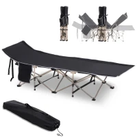 Outsunny Opvouwbaar Campingbed - Weerbestendig - Inclusief Draagtas - 190 x 68 x 52 cm - Zwart(m-10)
