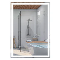 HOMCOM 70 x 50cm LED Bathroom Mirror with Lights, Dimmable Makeup Mirror, Vanity Mirror with 3 Colour, Smart Touch, Anti-Fog(m-12)
