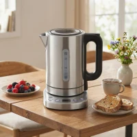 HOMCOM Electric Kettle, 1.7L, Fast Boil, 3kW Water Kettle with UK Strix Thermostat, Keep Warm Function, LCD Base, Silver Tone(m-10)