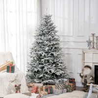 HOMCOM Albero di Natale Innevato 182.88cm con 2531 Rami Alto e Stretto con Base Pieghevole, Verde(m-9)