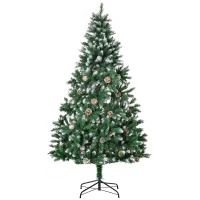 HOMCOM Árbol de Navidad Artificial Ø90x180 cm con 1111 Puntas de PVC y 59 Piñas con Ramas Apertura Automática Base Plegable y Soporte de Acero para Interiores Verde(m-12)