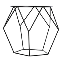 HOMCOM Round Side Table, Minimalist End Table with Steel Frame, Small Coffee Table for Living Room, Bedroom, Black(m-8)