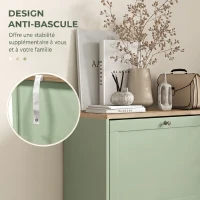 HOMCOM Meuble à Chaussures Style Moderne, 3 Portes Abattantes, 18 Paires de Chaussures, 60 x 23,5 x 115 cm, Vert(m-7)