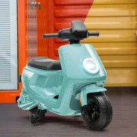 AIYAPLAY 6V Elektro-Motorrad für Kinder, mit Scheinwerfer und Musik, Vor- und Rückwärtsgang, Trainingsräder, 18-36 Monate, Grün(m-10)