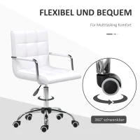 HOMCOM Bureaustoel draaistoel kruk met wielen draaibare kruk werkkruk stoel fauteuil directiestoel(m-5)