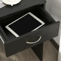 HOMCOM Compact Computer Desk, Study Table with Drawer and Storage Compartment, Writing Workstation, Black(m-9)