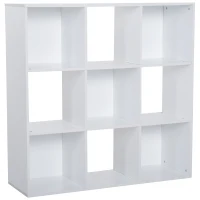 HOMCOM 3-tier 9 Cubes Storage Unit Particle Board Cupboard Bookcase Organiser Home Office Shelves, White(m-1)