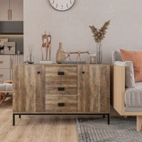 HOMCOM Credenza Moderna in Truciolato e Metallo con 2 Armadietti a 2 Ante con Ripiani e 3 Cassetti, 120x39.5x77 cm(m-2)