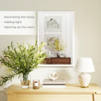 HOMCOM Wall Bathroom Mirror, 60 x 40 cm Wall-Mounted Mirror for Living Room, Bedroom, Hallway, White(m-4)