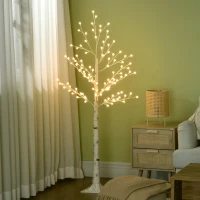 HOMCOM Árvore Sintética Altura 150cm com 120 Luzes LED IP44 Ajustável em 3 Modos Ramos Flexíveis 20x20x150cm Branco(m-10)