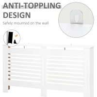 HOMCOM Radiator Cover, Modern MDF White Painted Cabinet with Horizontal Slats for Living Room, Bedroom, 172L x 19W x 81H cm(m-5)