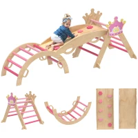 AIYAPLAY 8-in-1 Indoor-Klettergerüst für Kinder, Prinzessinnen-Design, Rutsche, Rampe, Bogen, Holz(m-12)