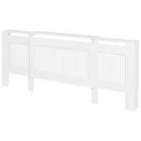 HOMCOM Radiatorbekleding, lamellenontwerp, verstelbare lengte 125-201 cm, MDF, wit(m-10)