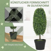 HOMCOM Set van 2 kunstplanten, UV-bestendige kunstbomen in pot, kunststof, cement, groen(m-7)